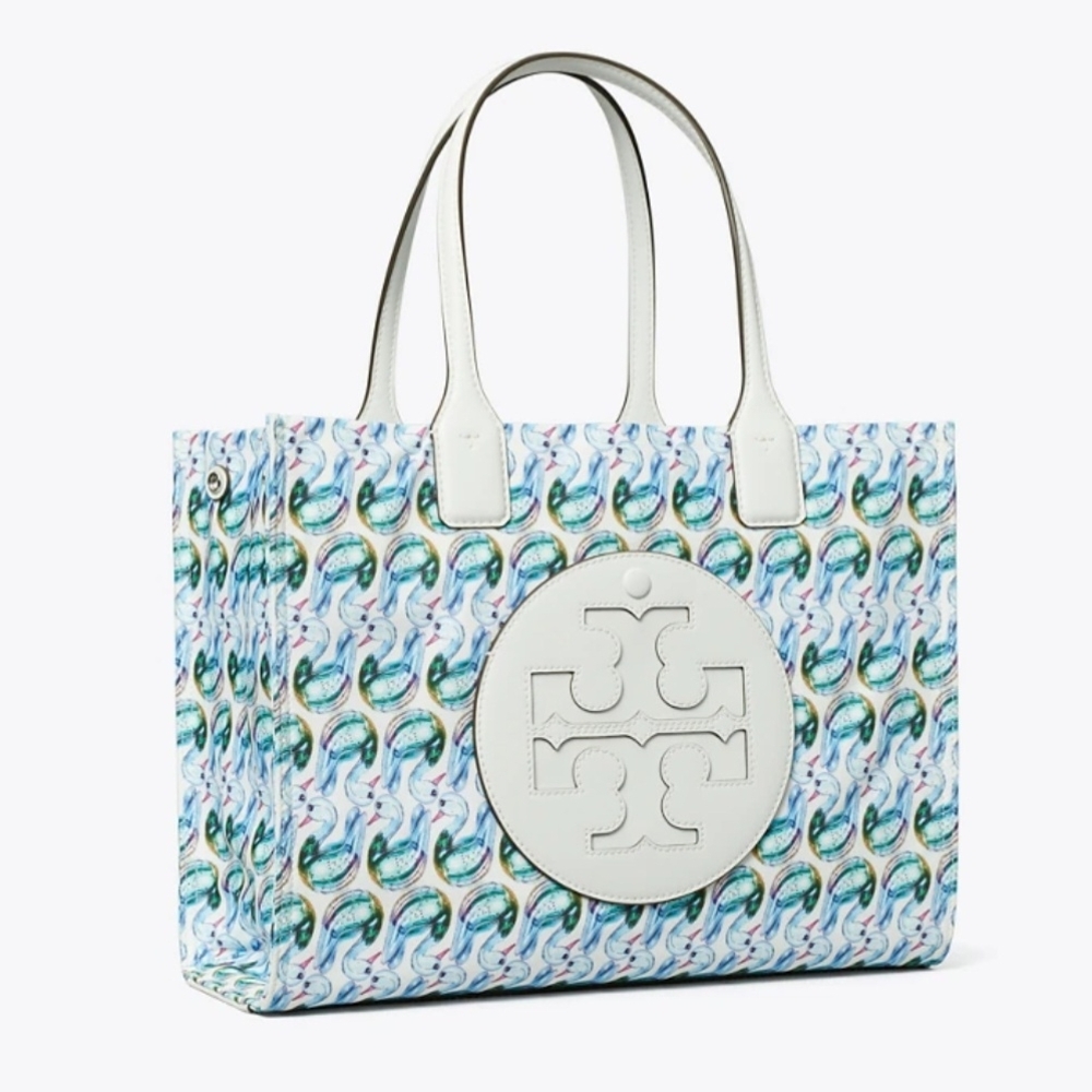 NWT Tory Burch Ella Small Tote Swan Print